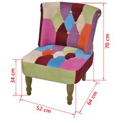 vidaXL Πολυθρόνα Γαλλικού Στιλ με Σχέδιο Patchwork Υφασμάτινη-thumb-4
