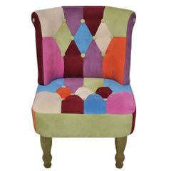 vidaXL Πολυθρόνες Γαλλικού Στιλ 2 τεμ. με Σχέδιο Patchwork Υφασμάτινες-thumb-2
