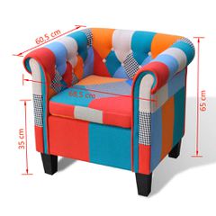 vidaXL Πολυθρόνα με Σχέδιο Patchwork Υφασμάτινη-thumb-4