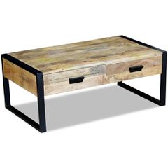 vidaXL Τραπεζάκι Σαλονιού με 2 Συρτάρια 100x60x40 εκ Μασίφ Ξύλο Μάνγκο