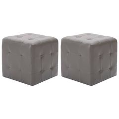 vidaXL Κομοδίνα 2 τεμ. Γκρι 30 x 30 x 30 εκ. από Συνθετικό Δέρμα