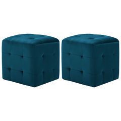 vidaXL Κομοδίνα/Σκαμπό 2 τεμ. Μπλε 30x30x30 εκ. από Βελούδινο Ύφασμα