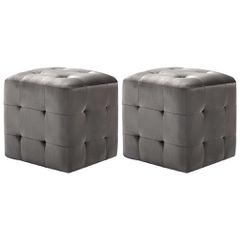 vidaXL Κομοδίνα/Σκαμπό 2 τεμ. Γκρι 30x30x30 εκ. από Βελούδινο Ύφασμα