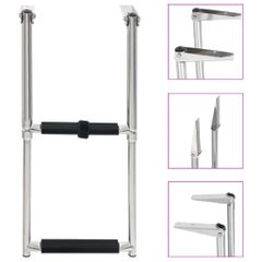 vidaXL Σκάλα Επιβίβασης Πτυσσόμενη Ανοξείδωτο Ατσάλι με 2 Σκαλοπάτια