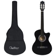 vidaXL Κιθάρα Western Classical Cutaway Σετ 12 Τεμ. 6 Χορδές Μαύρη 38"