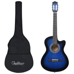 vidaXL Κιθάρα Western Classical Cutaway Σετ 12 Τεμ. 6 Χορδές Μπλε 38"