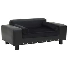 vidaXL Καναπές-Κρεβάτι Σκύλου Μαύρο 81x43x31 εκ. Βελουτέ/Συνθετ. Δέρμα
