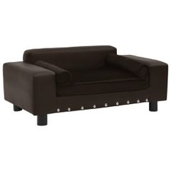 vidaXL Καναπές-Κρεβάτι Σκύλου Καφέ 81x43x31 εκ. Βελουτέ/Συνθετ. Δέρμα