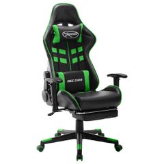 vidaXL Καρέκλα Gaming με Υποπόδιο Μαύρο / Πράσινο από Συνθετικό Δέρμα