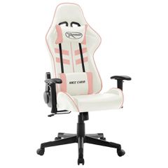vidaXL Καρέκλα Gaming Λευκό/Ροζ από Συνθετικό Δέρμα