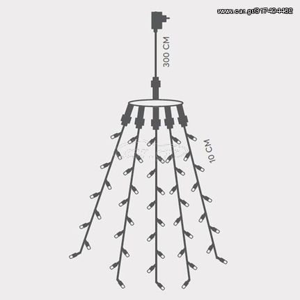 ΧΤΑΠΟΔΙ, 175 LED 3mm, 31V, 5 ΓΡΑΜΜΕΣ, ΜΕ ΜΕΤΑΣΧΗΜΑΤΙΣΤΗ, ΠΡΟΕΚΤΑΣΗ ΠΑΡΟΧΗΣ 300cm, ΠΡΑΣΙΝΟ ΚΑΛΩΔΙΟ, ΛΕΥΚΟ LED ΑΝΑ 10cm, ΙΡ44