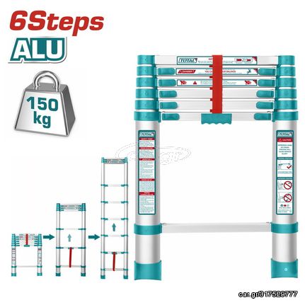Σκάλα Αλουμινίου Πτυσσόμενη TOTAL 6 Σκαλοπάτια ( THLAD08061 )