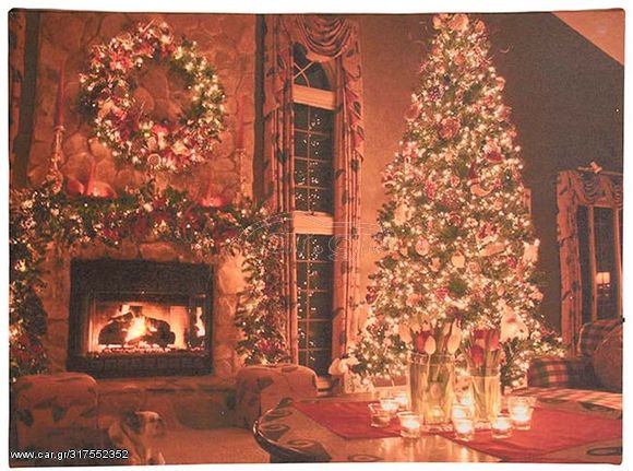 Διακοσμητικός φωτιζόμενος πίνακας με χριστουγεννιάτικο θέμα και λαμπάκια Led 28x35 cm ANB-000530 OEM Σε 2 Σχέδια