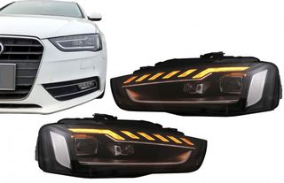 ΦΑΝΑΡΙΑ ΕΜΠΡΟΣ Full LED Headlights AUDI A4 B8.5 Facelift (2012-2015) Dynamic Sequential Turning Light Black A4 B9.5 Design