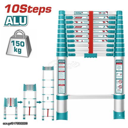 Σκάλα Αλουμινίου Πτυσσόμενη TOTAL 10 Σκαλοπάτια ( THLAD08101 )