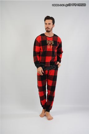 Ανδρική Πιτζάμα Soft Fleece VIENETTA X-Mas “Papa Elf" Κόκκινο