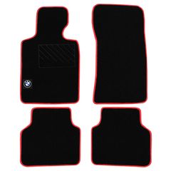 Μοκέτα Tuft μαύρη με κόκκινο ρέλι για BMW E30/M40 4τμχ
