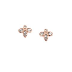Senza ασημένια σκουλαρίκια 925° με ροζ χρύσωμα και λευκές πέτρες ζιργκόν, SSR2613RG