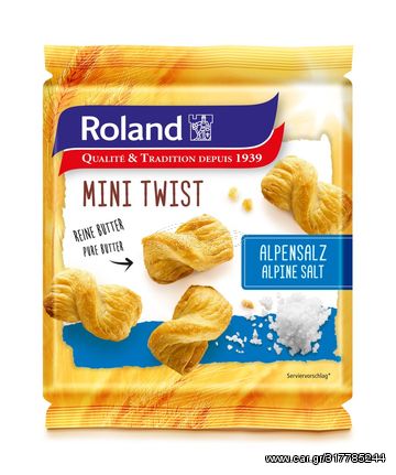 Κρουασίνια Βουτύρου Μίνι με Αλάτι Αλπέων Roland Mini Twist Alpine Salt 75g