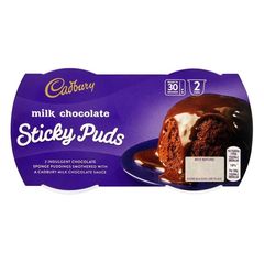 Ατομικά Κέικ Σοκολάτας Γάλακτος Cadbury Sticky Puds Milk Chocolate 2x95g