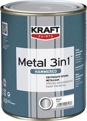 Βερνικόχρωμα Διαλύτου Metallized Metal 3 IN 1 Σφυρήλατο  Μαύρο 0.75lt Kraft