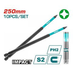 Μύτες Μαγνητικές Μαύρες TOTAL ΡH2 250mm Σετ 10 Τεμαχίων ( TACIM16PH2103 )