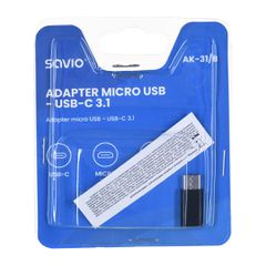 Savio AK-31 / B cable interface/gender adapter Micro USB USB 3.1 Typ C Black-thumb-2
