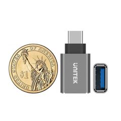 UNITEK Y-A025CGY cable interface/gender adapter USB Type-C USB Type-A Metallic-thumb-1