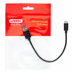 UNITEK USB CABLE USB-A — USB-C 25CM, Y-C480BK-thumb-2