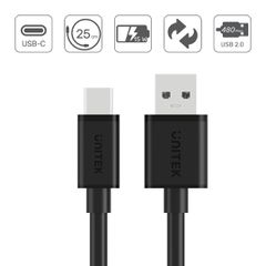 UNITEK USB CABLE USB-A — USB-C 25CM, Y-C480BK-thumb-3