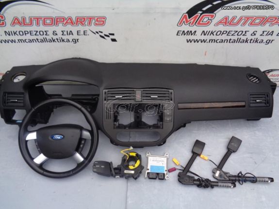 Αερόσακος  Set  FORD FOCUS (2004-2008)     C-MAX Αερόσακος οδηγού 1 μπρίζα με τιμόνι με χειριστήρια,ταμπλό με συνοδηγού,2 προεντατήρες ζώνης,ταινία,εγκέφαλος airbag