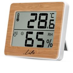 LIFE Gem Bamboo Edition Ψηφιακό θερμόμετρο / υγρόμετρο εσωτερικού χώρου, με bamboo πρόσοψη.