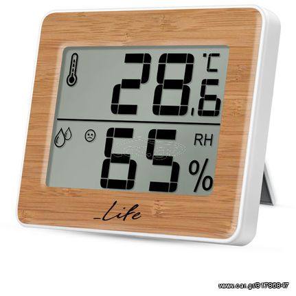 LIFE Gem Bamboo Edition Ψηφιακό θερμόμετρο / υγρόμετρο εσωτερικού χώρου, με bamboo πρόσοψη.