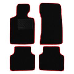 Μοκέτα Tuft μαύρη με κόκκινο ρέλι για BMW 3 Series E30/M40 4τμχ