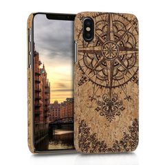 kwmobile Apple iPhone X Case - Protective Cork Cover for Apple iPhone X - Dark Brown / Light Brown