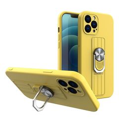 Ring Case silicone case with finger grip and stand for iPhone 12 mini yellow