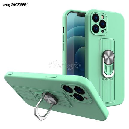 Ring Case silicone case with finger grip and stand for iPhone 12 Pro mint