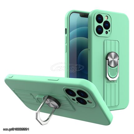 Ring Case silicone case with finger grip and stand for iPhone 12 Pro Max mint