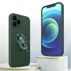 Ring Case silicone case with finger grip and stand for iPhone 13 mini silver-thumb-1
