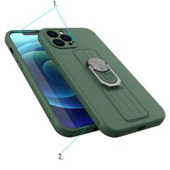 Ring Case silicone case with finger grip and stand for iPhone 13 mini silver-thumb-2