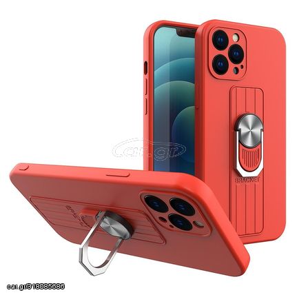 Ring Case silicone case with finger grip and stand for Samsung Galaxy S21 Ultra 5G red