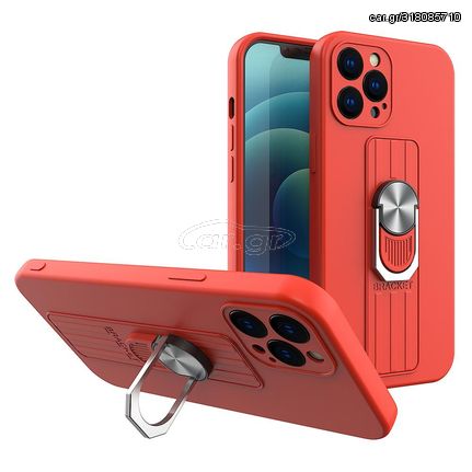 Ring Case silicone case with finger grip and stand for Xiaomi Redmi 10X 4G / Xiaomi Redmi Note 9 red