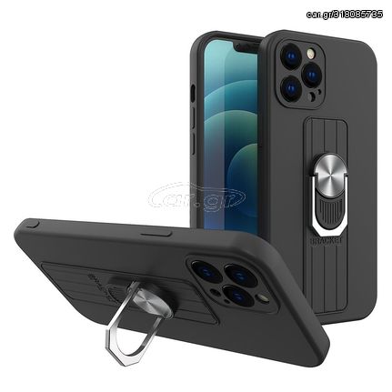 Ring Case silicone case with finger grip and stand for Xiaomi Redmi Note 10 / Redmi Note 10S black