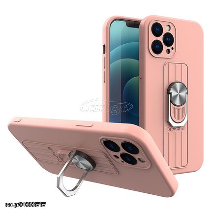 Ring Case silicone case with finger grip and stand for Samsung Galaxy A72 4G pink