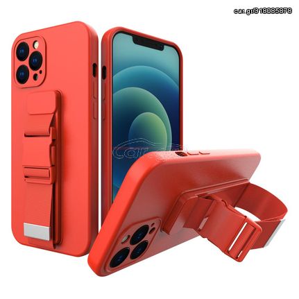 Rope case gel TPU airbag case cover with lanyard for iPhone 12 mini red