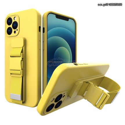 Rope case gel TPU airbag case cover with lanyard for iPhone 13 Pro yellow