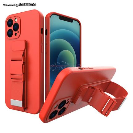 Rope case gel TPU airbag case cover with lanyard for Xiaomi Redmi Note 10 / Redmi Note 10S red