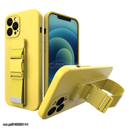 Rope case gel TPU airbag case cover with lanyard for Xiaomi Redmi Note 10 5G / Poco M3 Pro yellow