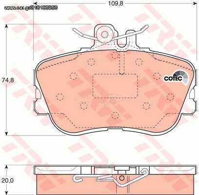 Σετ τακάκια, δισκόφρενα TRW GDB1094 για Mercedes-Benz C-Class SW S202 2200cc C220 Turbo CDI 12 1997-2001 OM 611.960 A005420462041 0054204620 005420462041 A0054204620 0024202120 A0054200320 A0024202220