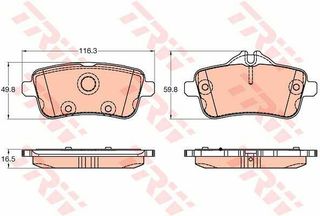 Σετ τακάκια, δισκόφρενα TRW GDB1947 για Mercedes-Benz  CLA-Class Coupe C117 2000cc 45 AMG 4MAT 2013- M 133.980 0074208220 A0064206320 0064203320 0074209020 0064204120 0064206320 0064204020 A0074209020